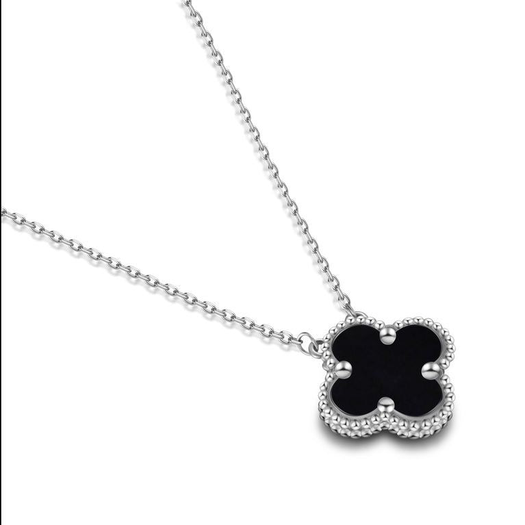 Silver Clover Stainless Steel Necklace – A Statement of Elegance