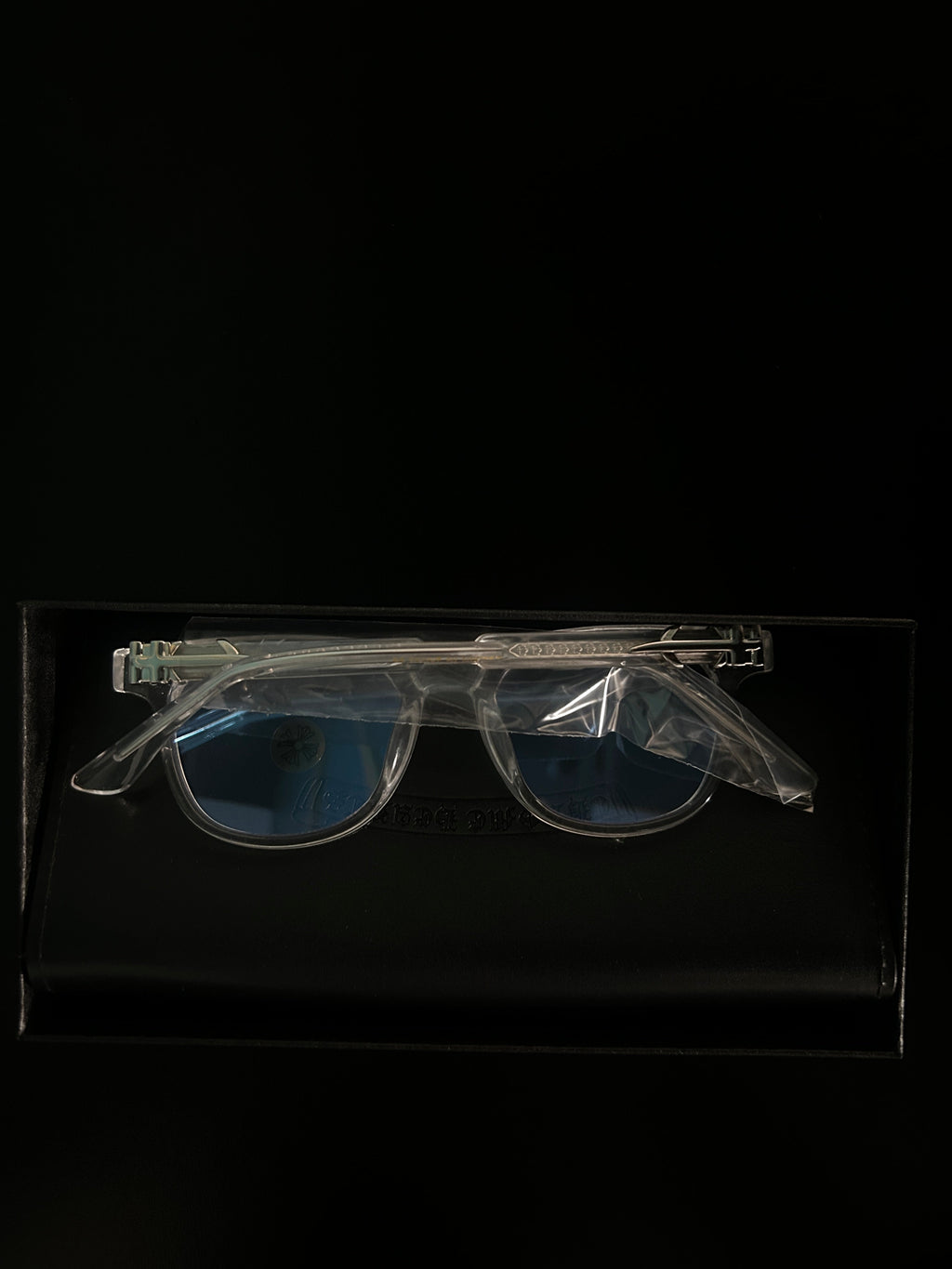 Chrome heart glasses - clear & silver badges