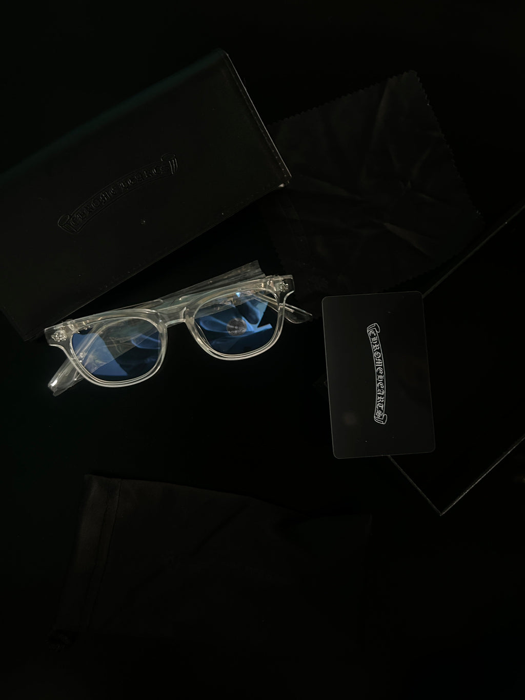Chrome heart glasses - clear & silver badges