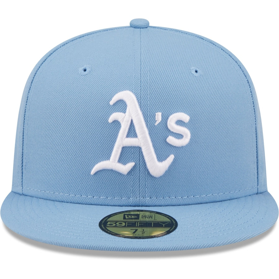 Mens New Era Sky Blue Oakland Athletics Logo White 59FIFTY Fitted Hat