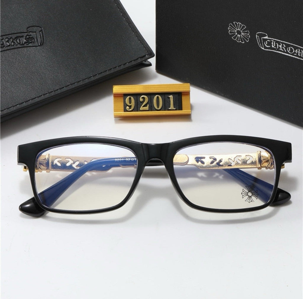 Chrome heart glasses - black  & gold badges